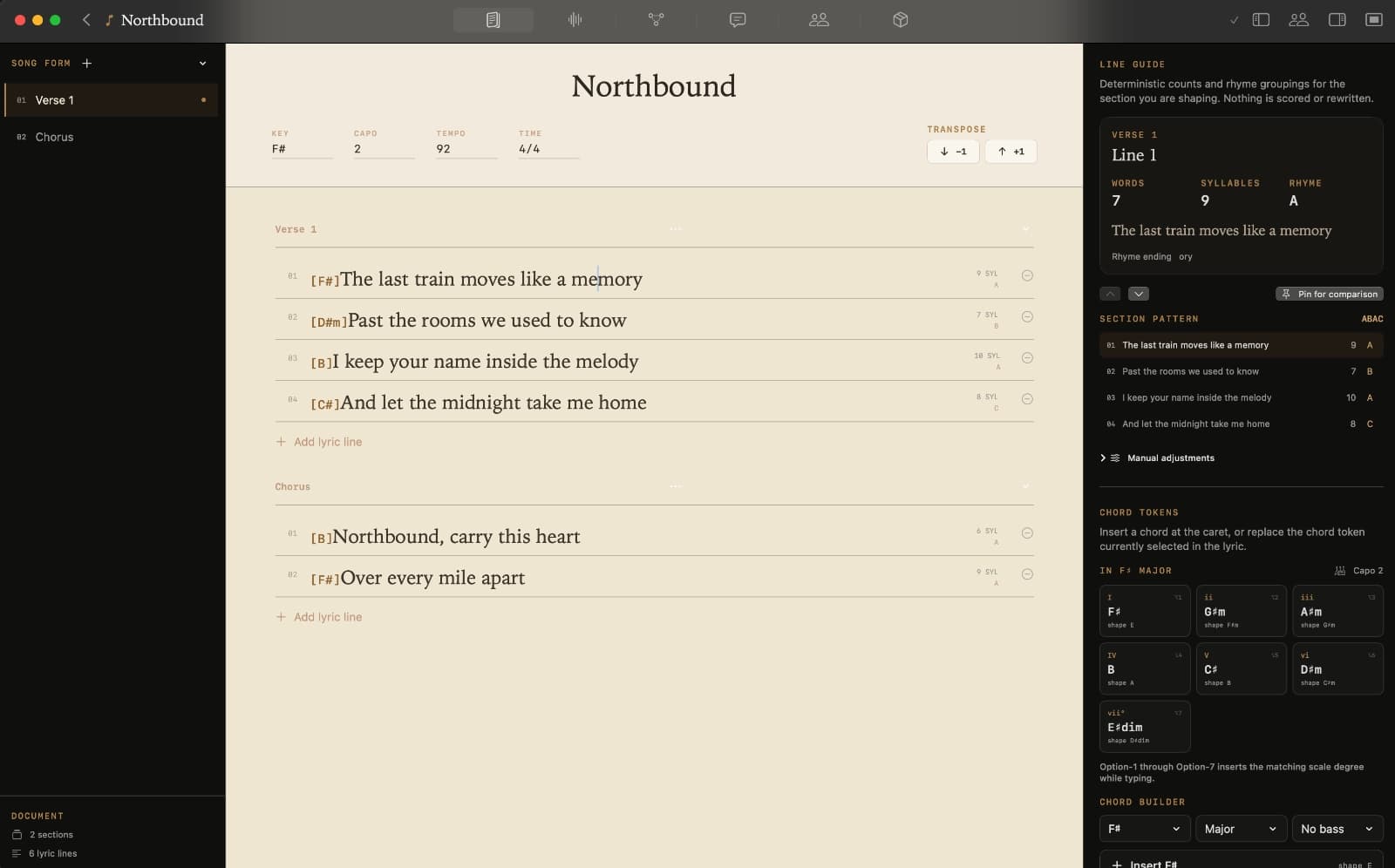 Kordra Studio songwriting editor